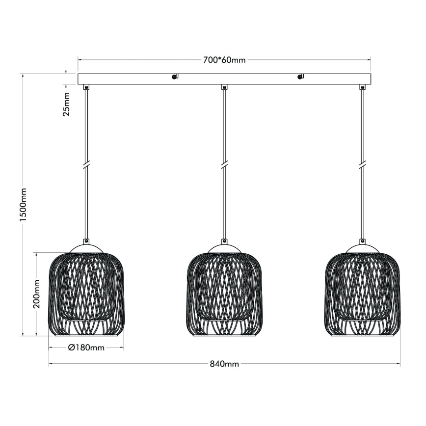 Globo - Viseči lestenec na jeklenem kablu 3xE27/40W/230V bež/bela