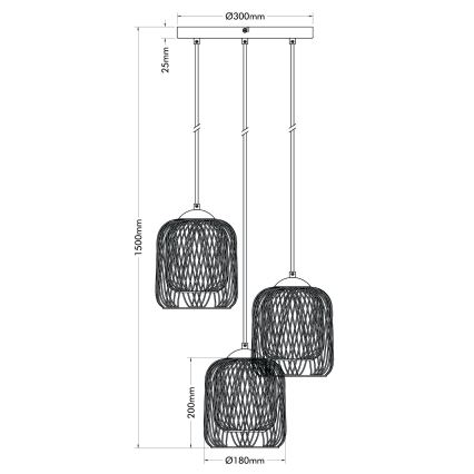 Globo - Lestenec na tankem kablu 3xE27/40W/230V
