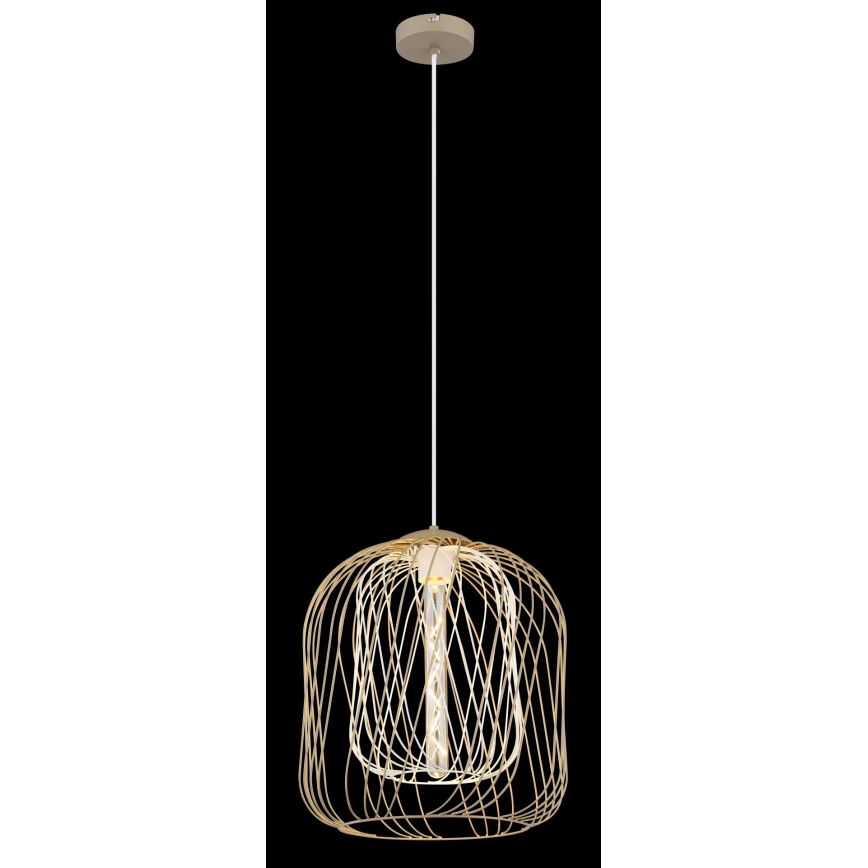 Globo - Lestenec na kablu 1xE27/40W/230V premer 35 cm bež/bela