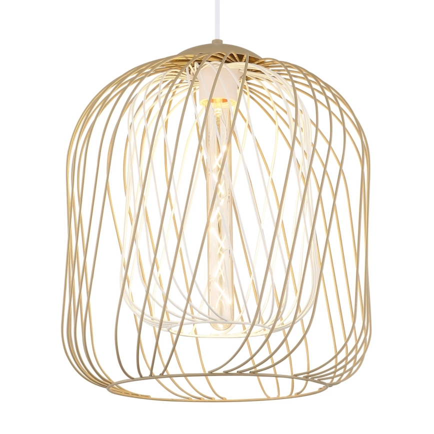 Globo - Lestenec na kablu 1xE27/40W/230V premer 35 cm bež/bela