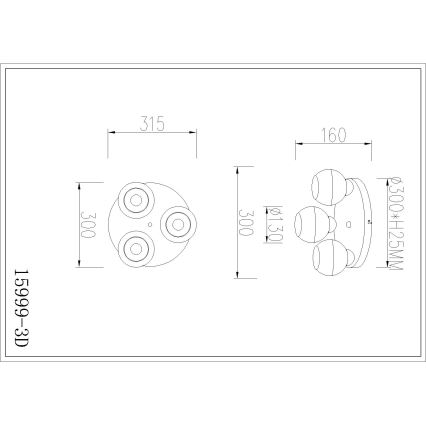 Globo - stropna svetilka 3xE27, 60 W, 230 V, premer 31,5 cm