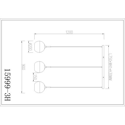 Globo - Lestenec na kablu 3xE27/60W/230V