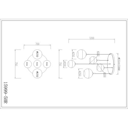 Globo - Lestenec na kablu 5xE27/60W/230V