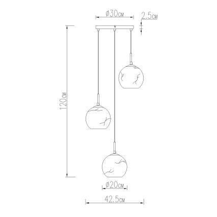 Globo - Viseča svetilka na kablu 3xE27/60W/230V Ø 42,5 cm