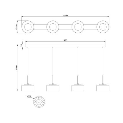 Globo - LED lestenec na kablu LED/24W/230V črna/dimljena