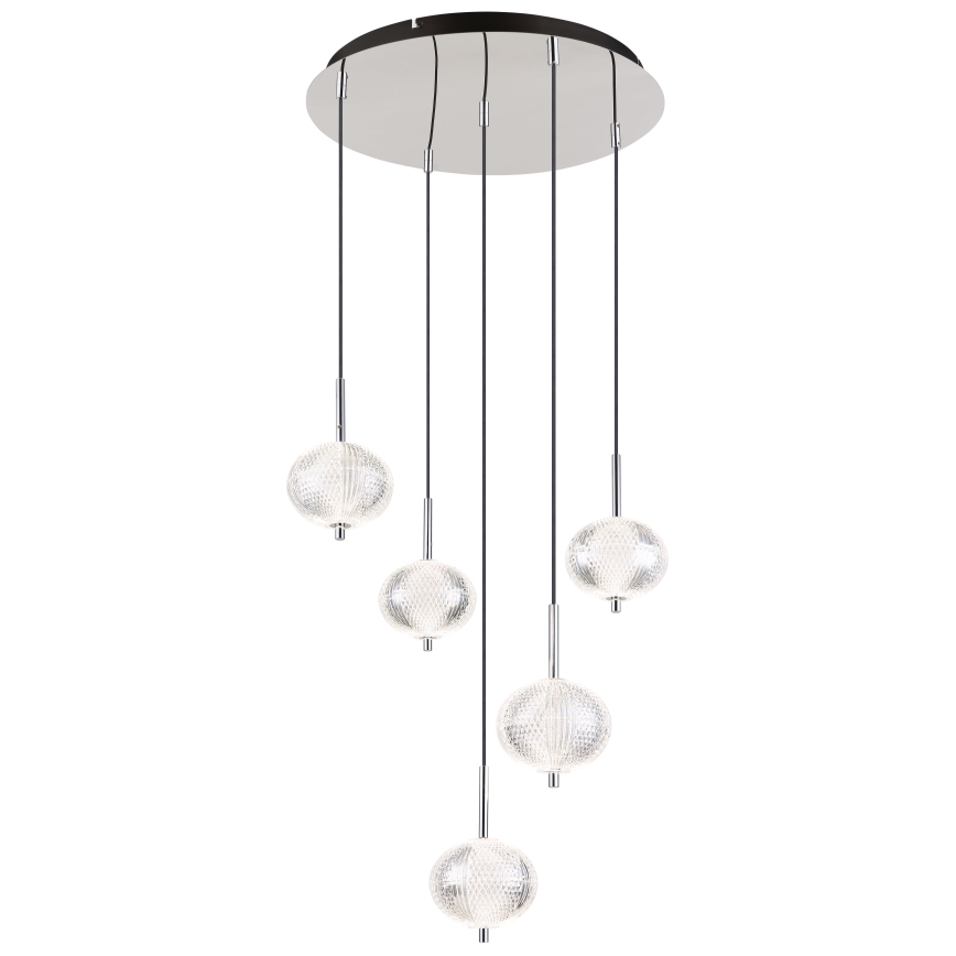 Globo - LED Lestenec na vrvici 5xLED/6,6W/230V 3000/4500/6500K