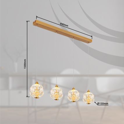 Globo - LED lestenec na žici LED/32W/230V 3000K v zlati barvi