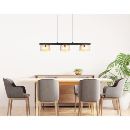 Globo - LED Lestenec na vrvici 3xGX53/6W/230V dimna/rjava
