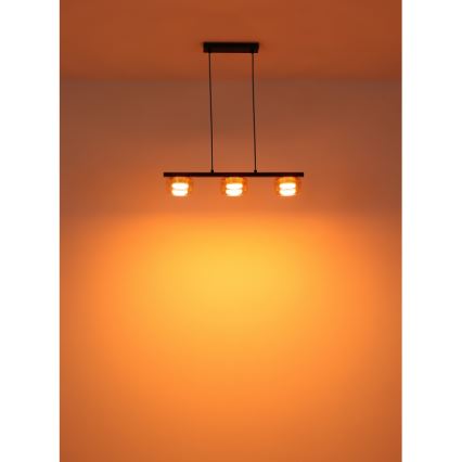 Globo - LED Lestenec na vrvici 3xGX53/6W/230V dimna/rjava