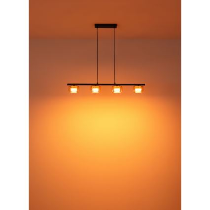 Globo - LED Lestenec na vrvici 4xGX53/6W/230V dimna/rjava