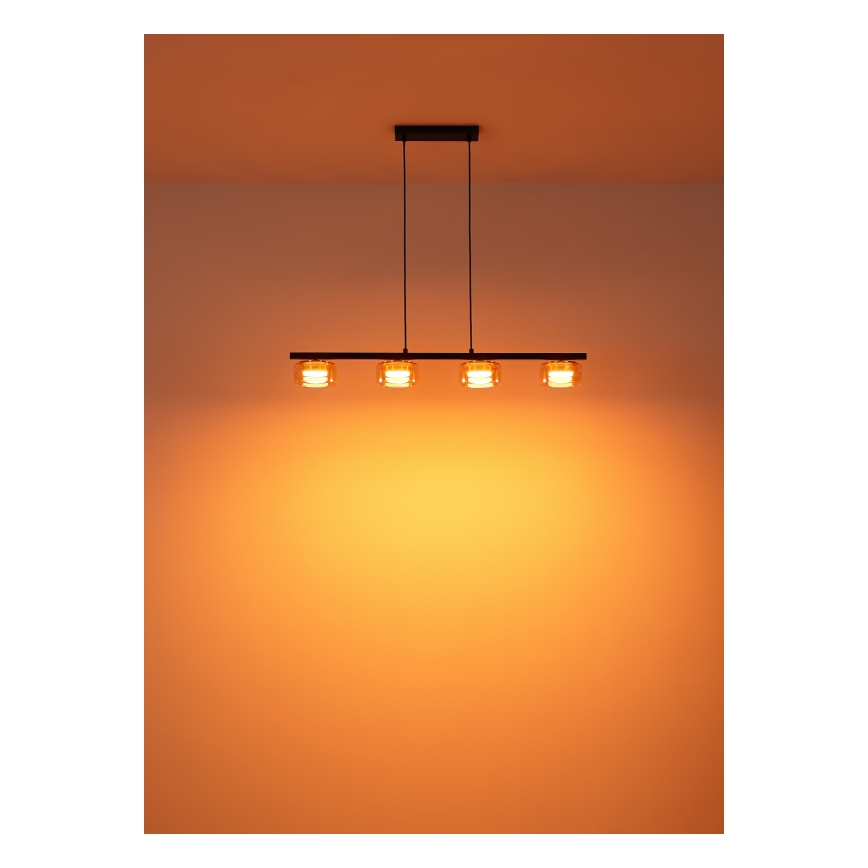 Globo - LED Lestenec na vrvici 4xGX53/6W/230V dimna/rjava