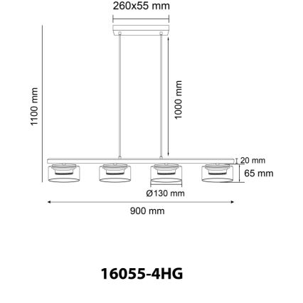 Globo - LED Lestenec na vrvici 4xGX53/6W/230V dimna/rjava