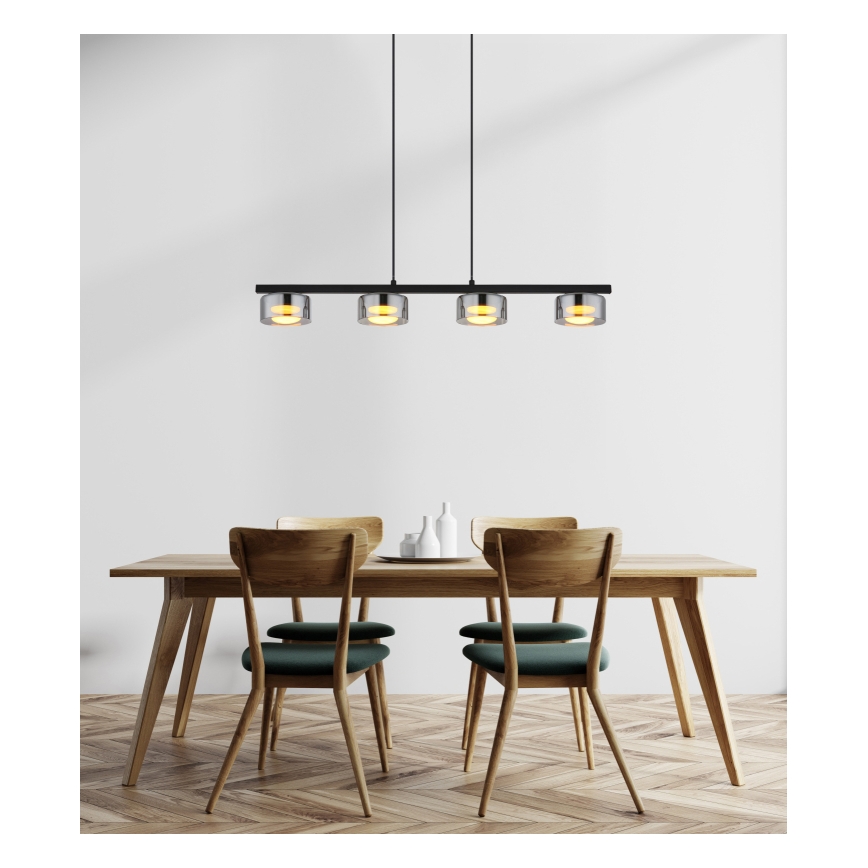 Globo - LED Lestenec na vrvici 4xGX53/6W/230V dimna/črna