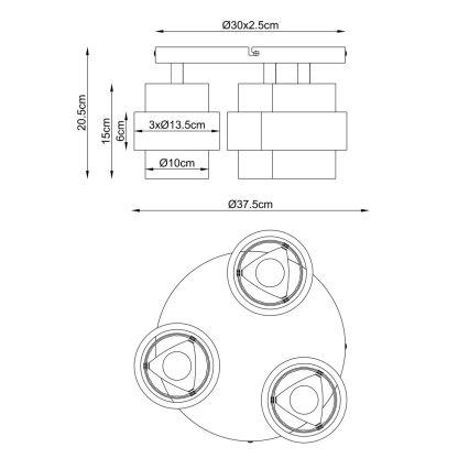 Globo - Pritrdjena stropna svetilka 3xE27/40W/230V, travertin