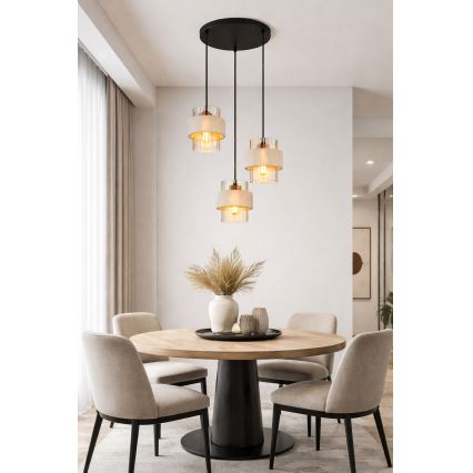 Globo - Lestenec na lanku 3xE27/40W/230V travertin