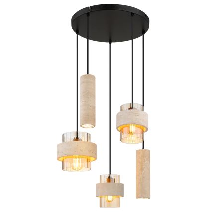 Globo - Viseči lestenec na kablu 3xE27/40W/230V + 2xGU10/10W travertin