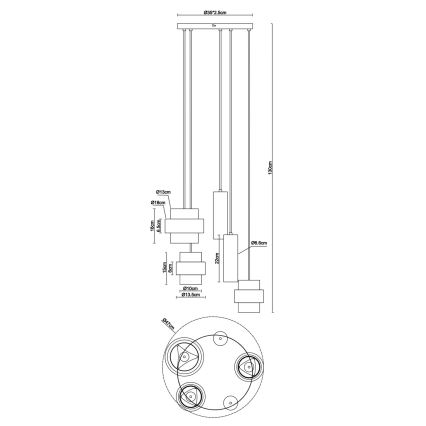 Globo - Viseči lestenec na kablu 3xE27/40W/230V + 2xGU10/10W travertin