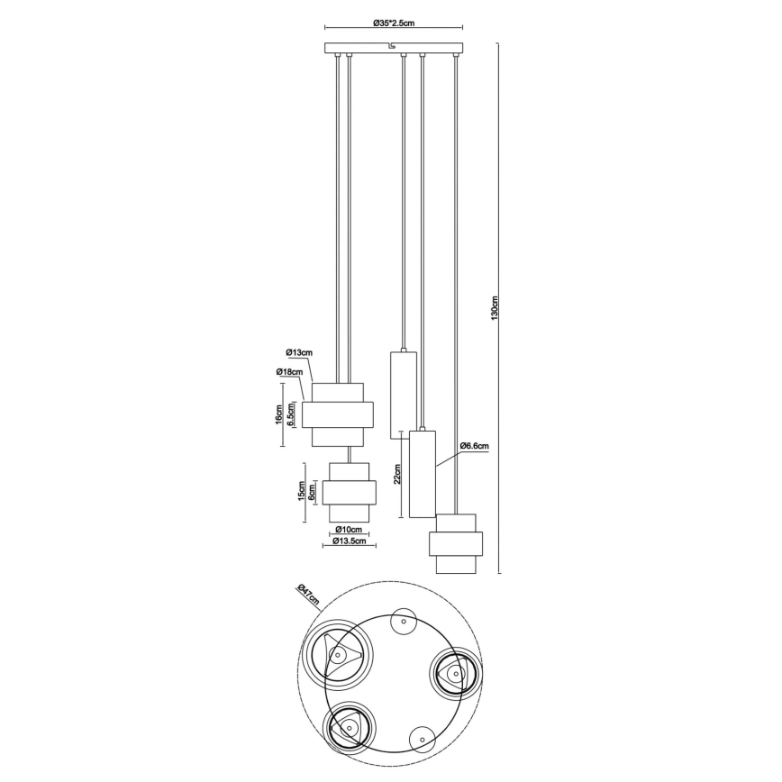 Globo - Viseči lestenec na kablu 3xE27/40W/230V + 2xGU10/10W travertin