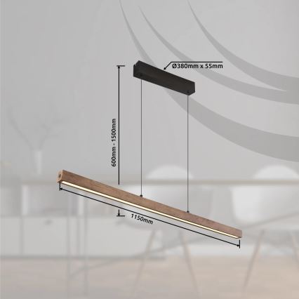 Globo - LED zatemnjevalna viseča svetilka z dotikom na kablu LED/24W/230V + LED/3W 3000K rjava