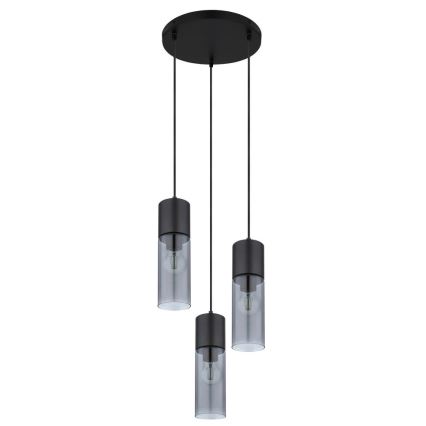 Globo - Lestenec na vrvici 3xE27/25W/230V pr. 30 cm črna