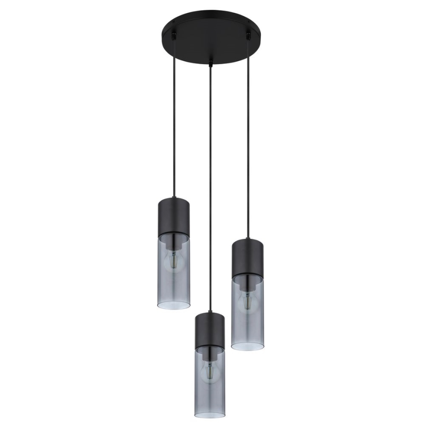 Globo - Lestenec na vrvici 3xE27/25W/230V pr. 30 cm črna