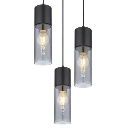Globo - Lestenec na vrvici 3xE27/25W/230V pr. 30 cm črna