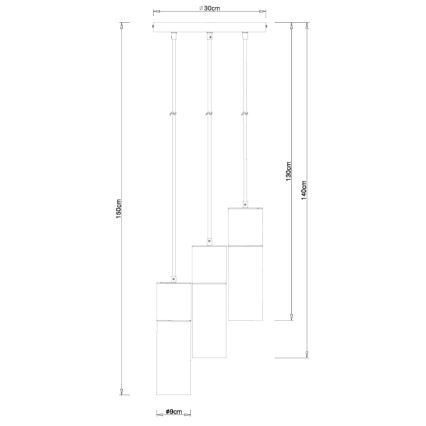 Globo - Lestenec na vrvici 3xE27/25W/230V pr. 30 cm črna