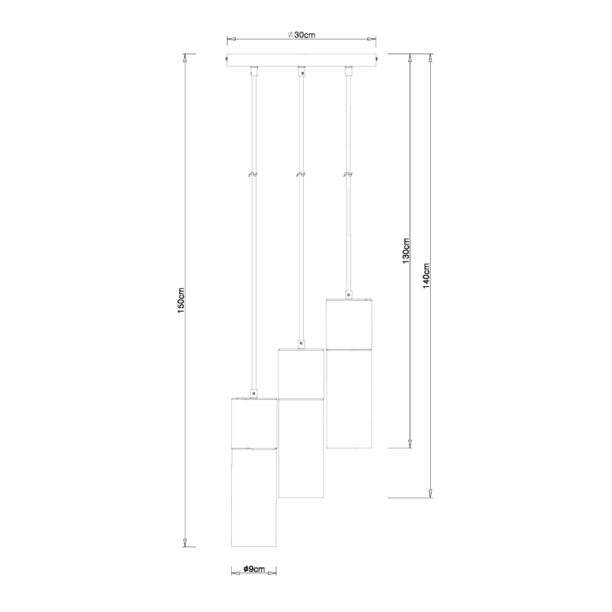Globo - Lestenec na vrvici 3xE27/25W/230V pr. 30 cm črna