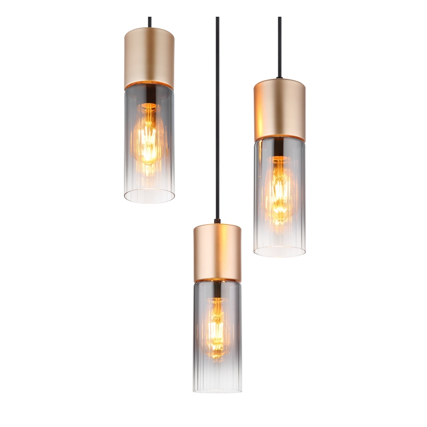 Globo - viseči lestenec na kablu 3xE27/25W/230V, bronzast, Ø 30 cm