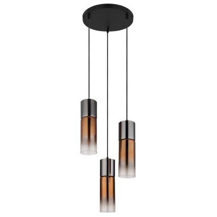 Globo - Lestenec na vrvici 3xE27/25W/230V črna/baker