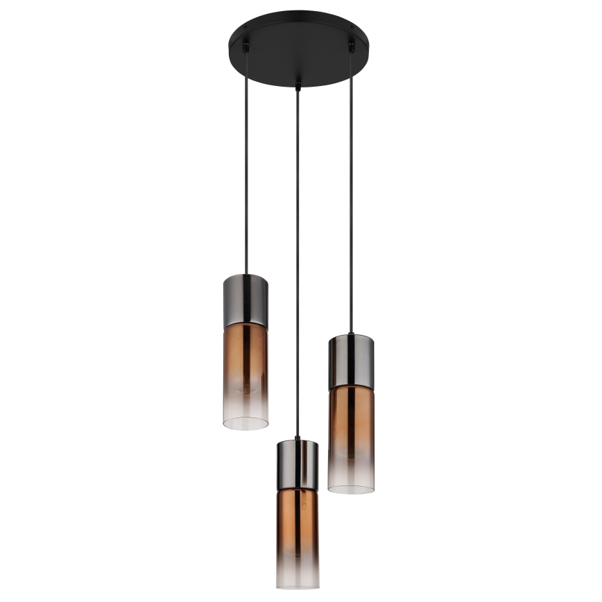 Globo - Lestenec na vrvici 3xE27/25W/230V črna/baker