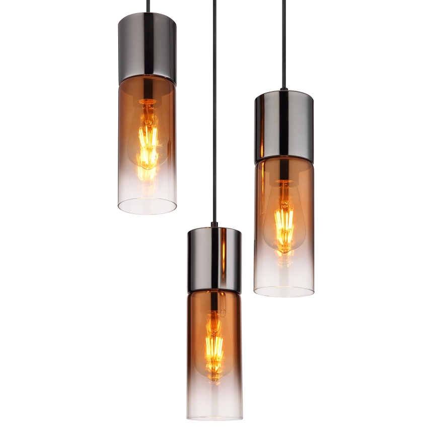 Globo - Lestenec na vrvici 3xE27/25W/230V črna/baker