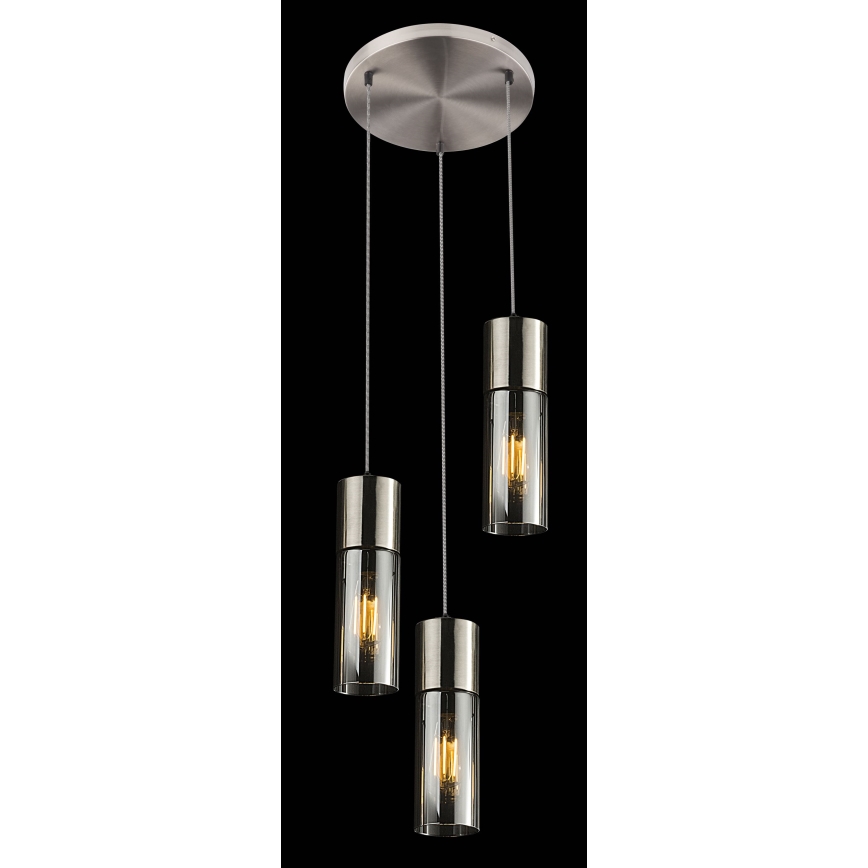 Globo - Lestenec na vrvici 3xE27/25W/230V pr. 30 cm mat krom