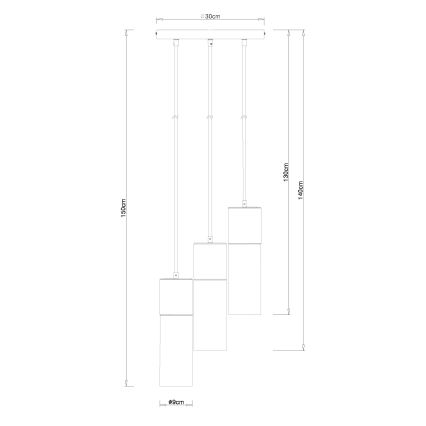 Globo - Lestenec na vrvici 3xE27/25W/230V pr. 30 cm mat krom