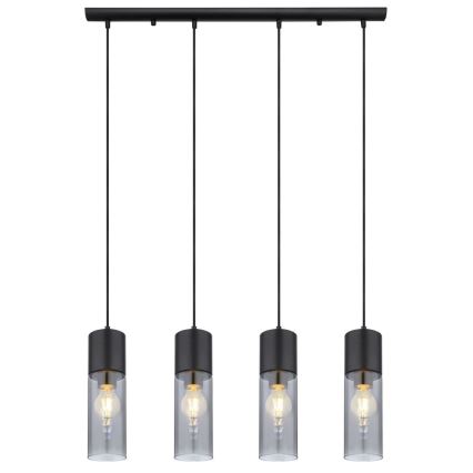 Globo - Lestenec na vrvici 4xE27/25W/230V črna