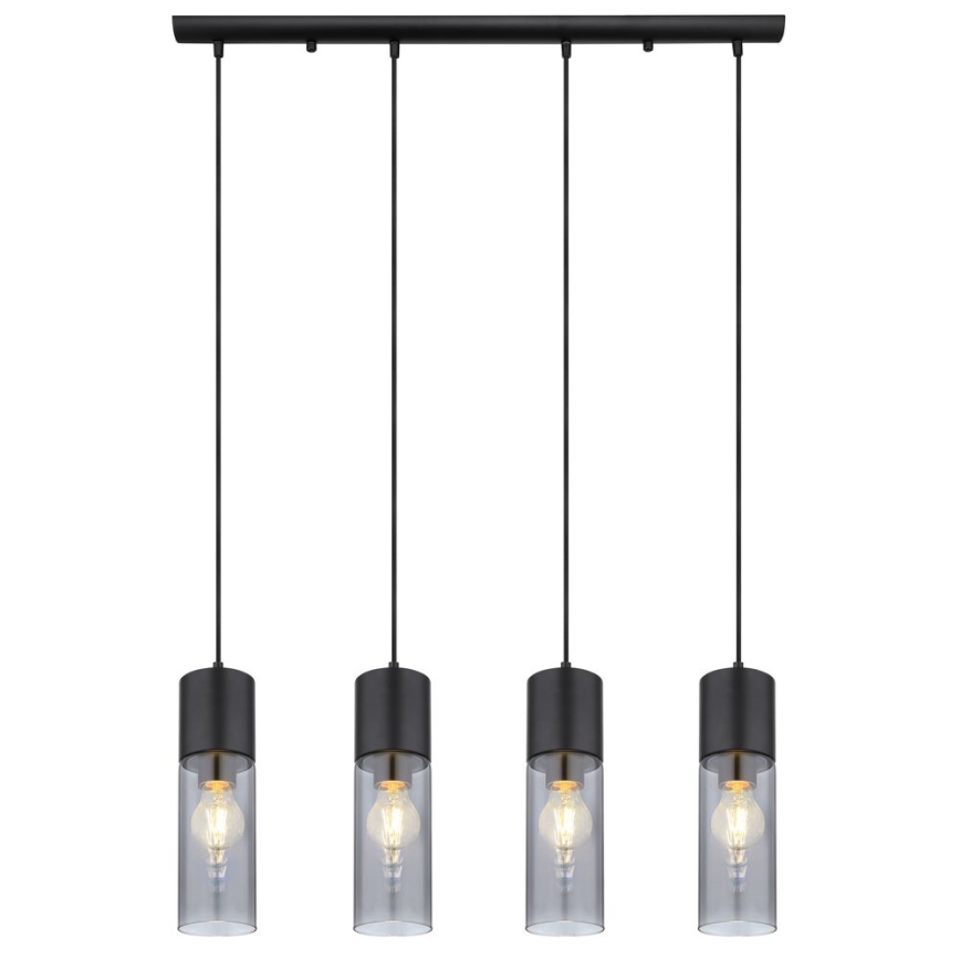 Globo - Lestenec na vrvici 4xE27/25W/230V črna