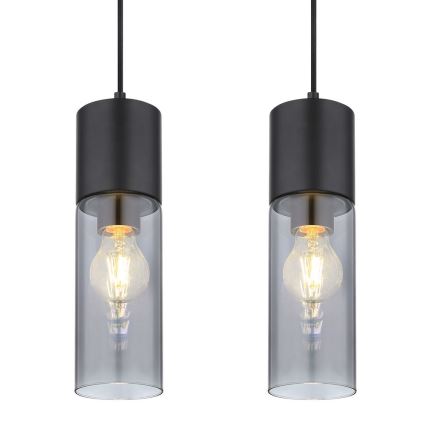 Globo - Lestenec na vrvici 4xE27/25W/230V črna