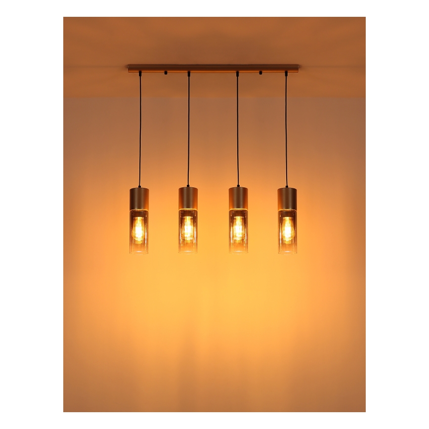 Globo - Lestenec na kablu 4xE27/25W/230V bronast