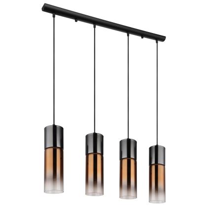 Globo - Lestenec na vrvici 4xE27/25W/230V črna/baker