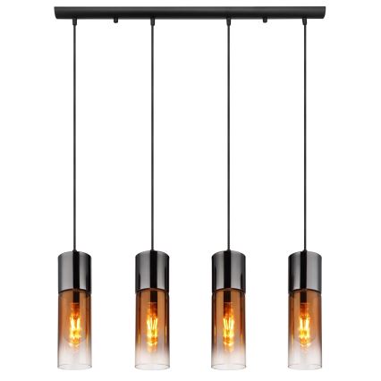 Globo - Lestenec na vrvici 4xE27/25W/230V črna/baker