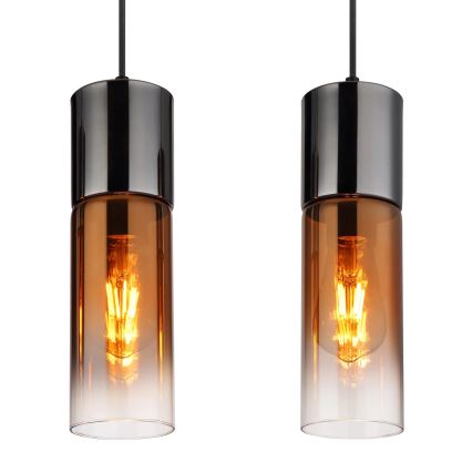 Globo - Lestenec na vrvici 4xE27/25W/230V črna/baker