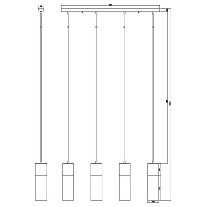 Globo - Lestenec na vrvici 4xE27/25W/230V medenina