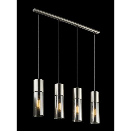 Globo - Lestenec na vrvici 4xE27/25W/230V mat krom