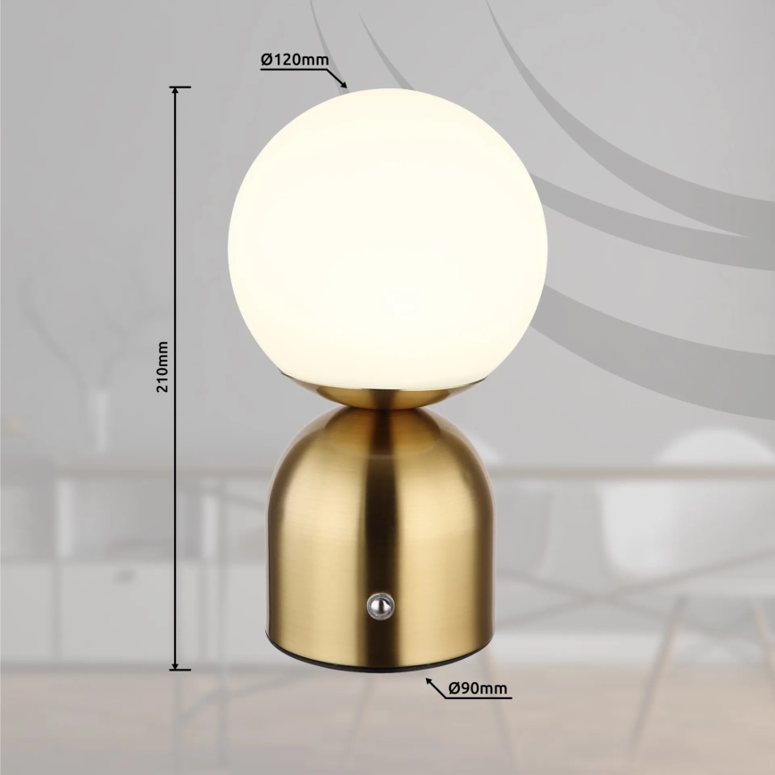 Globo - LED Zatemnitvena namizna svetilka na dotik LED/2,5W/3,7V 2700K/4000K/6500K 1800 mAh USB medenina
