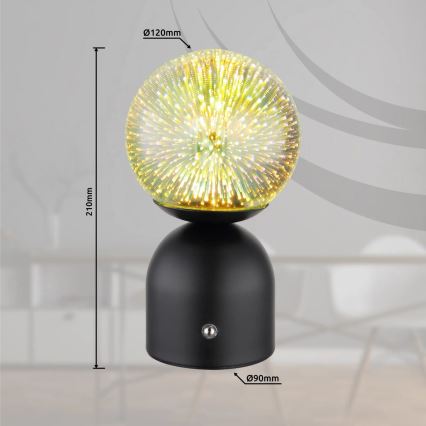 Globo - LED Zatemnitvena namizna svetilka na dotik LED/2,5W/3,7V 2700K/4000K/6500K 1800 mAh USB črna