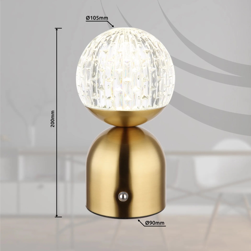 Globo - LED Zatemnitvena namizna svetilka na dotik LED/2,5W/3,7V 2700/4000/6500K 1800 mAh USB medenina