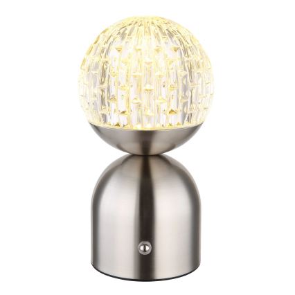 Globo - LED Zatemnitvena namizna svetilka na dotik LED/2,5W/3,7V 2700/4000/6500K 1800 mAh USB mat krom