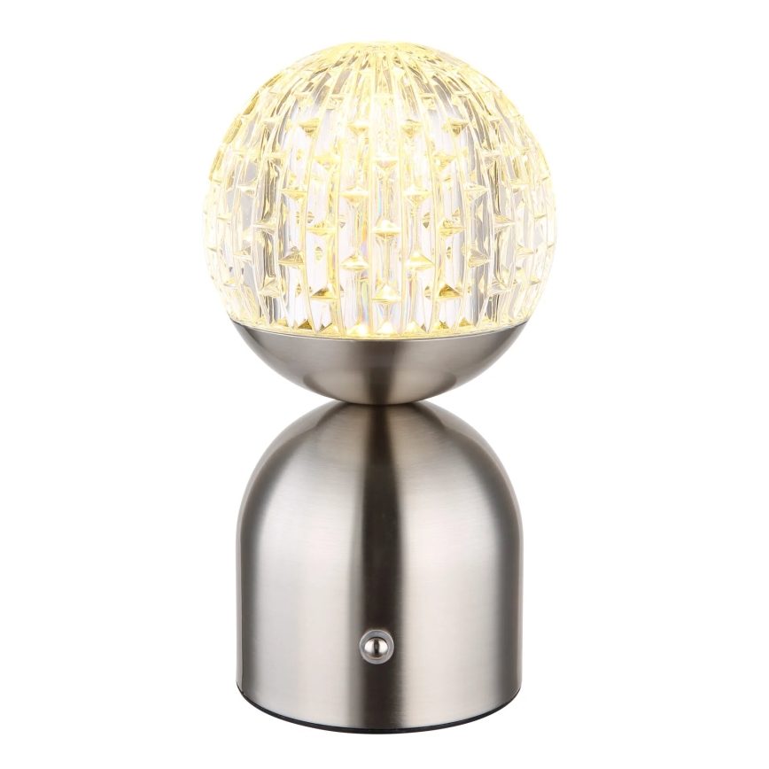 Globo - LED Zatemnitvena namizna svetilka na dotik LED/2,5W/3,7V 2700/4000/6500K 1800 mAh USB mat krom