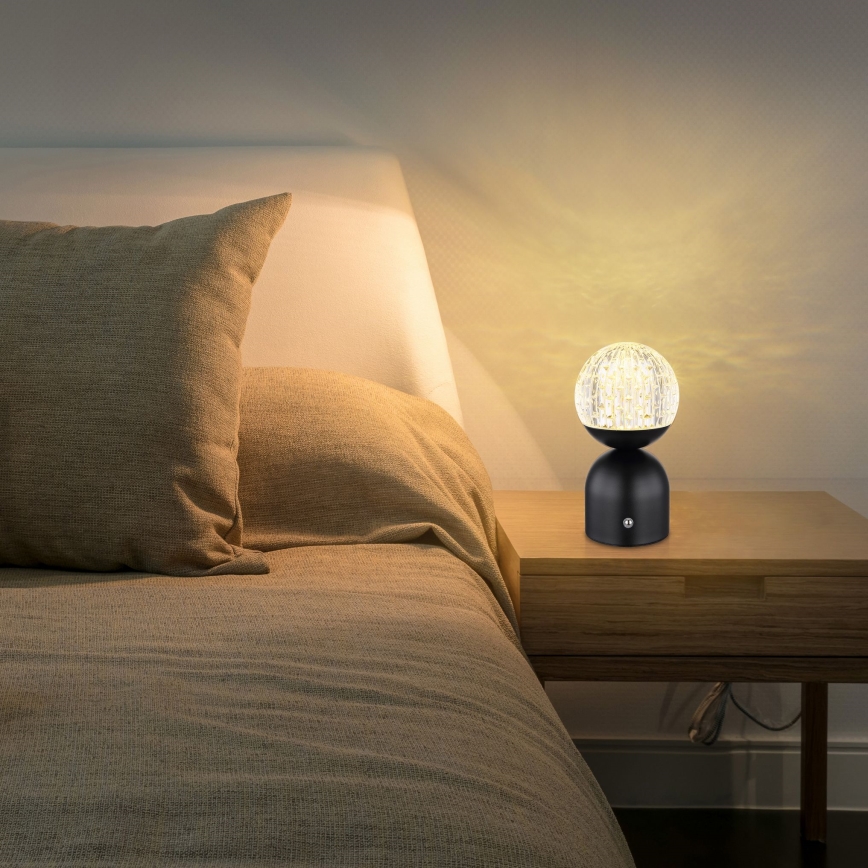 Globo - LED Zatemnitvena namizna svetilka na dotik LED/2,5W/3,7V 2700/4000/6500K 1800 mAh USB črna