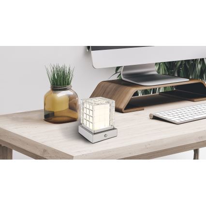 Globo - LED Zatemnitvena namizna svetilka na dotik LED/2,5W/3,7V 2700K/4000K/6500K 1800 mAh USB mat krom